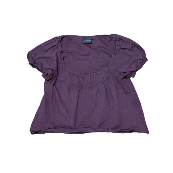 Richer Poorer Babydoll Top Sz Small Cotton Puff Sleeve Blouse Cropped Shirt - Picture 2 of 5